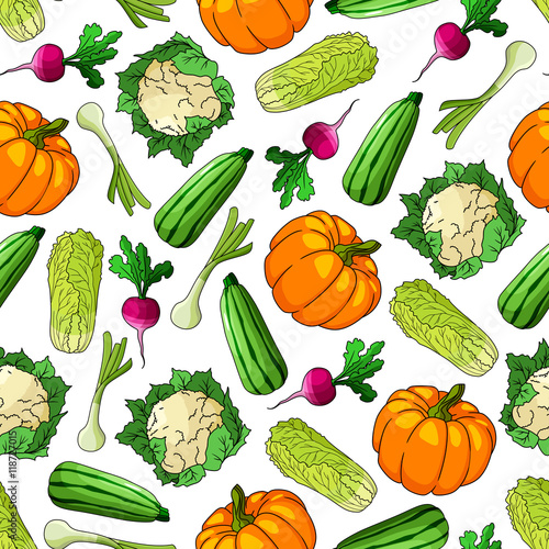 Seamless healthy vegetables pattern background
