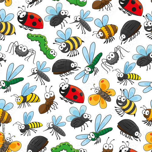 Bugs and insects funny cartoon wallpaper © Vector Tradition