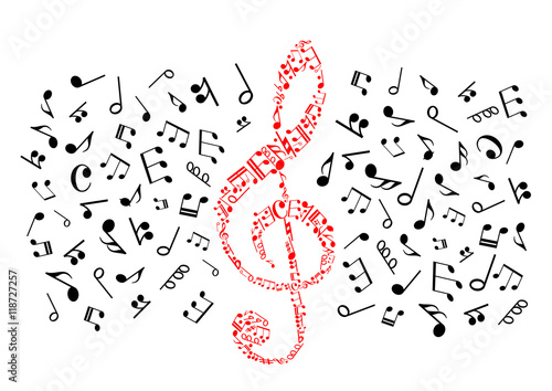 Music notes icons. Red treble clef
