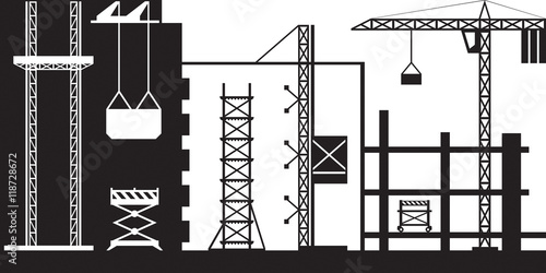 Scaffolding supplies for construction - vector illustration