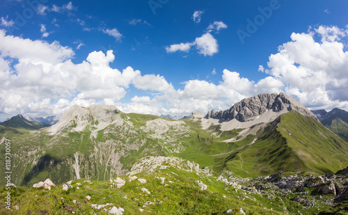 View From Ruefikopf 2.350m To Ruefispitze 2.632m In Vorarlberg Austria