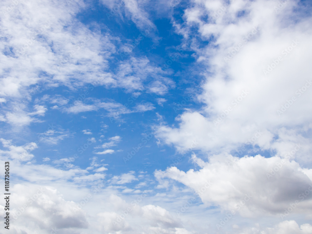Fototapeta premium Clear blue sky with white cloud background