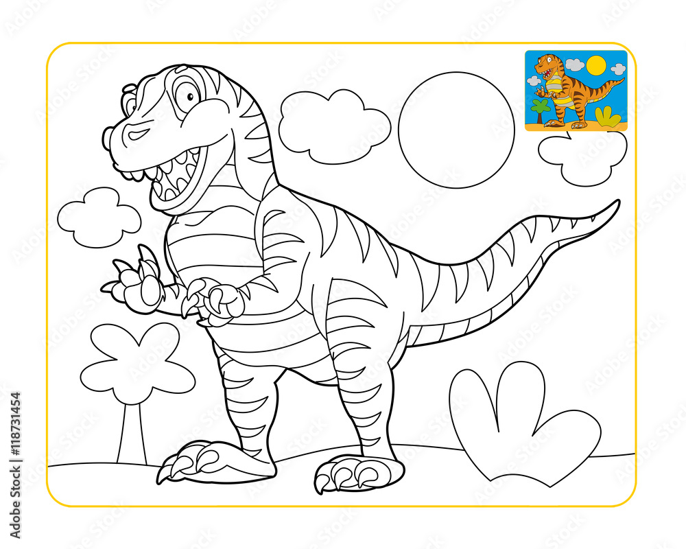 Coloring page   dinosaur   coloring page   illustration for ...