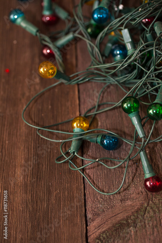 matted garland on a wooden background