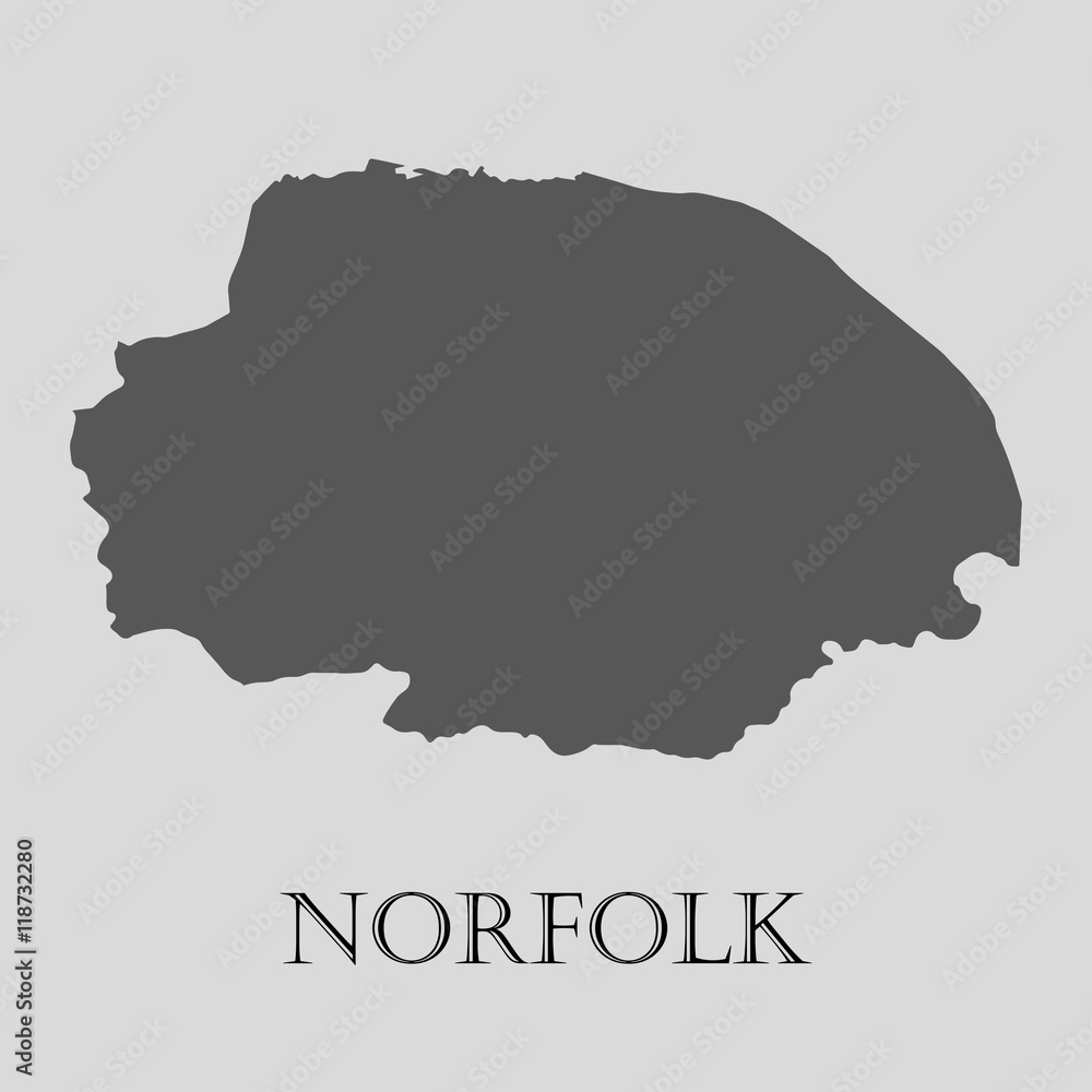 Gray Norfolk map - vector illustration