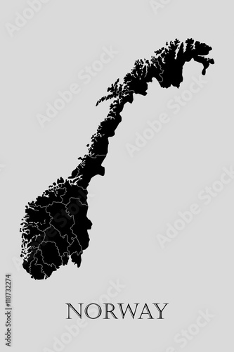 Black Norway map - vector illustration