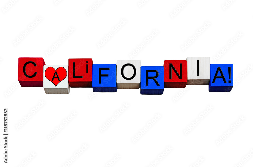 I Love California, sign or banner design, American states. Isolated. I Love California, sign or banner design, American states. Isolated.