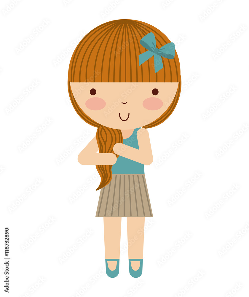 little cute girl isolated icon