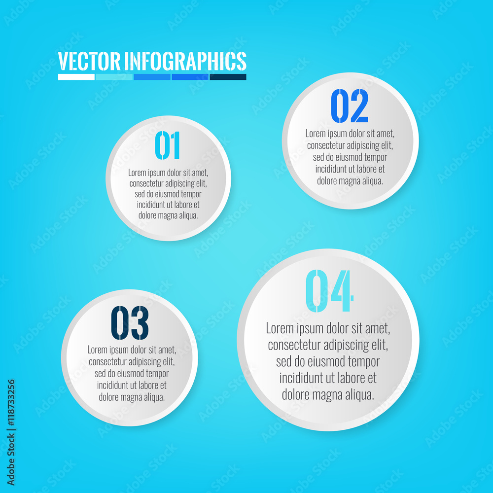 Vector Infographics, 1 to 4 Step circle frames with information