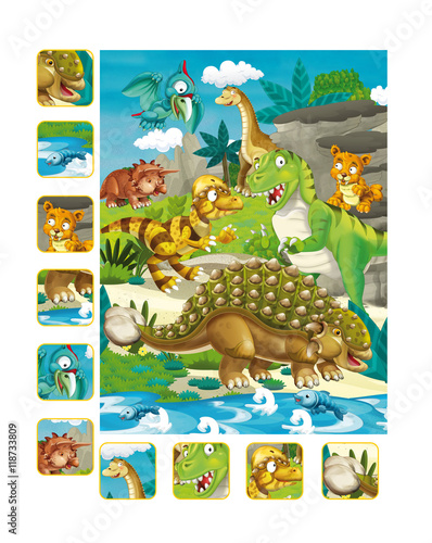 Cartoon dinosaur exercise page - illustration for children photo