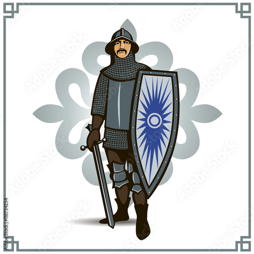 Vector knight with sword and shield