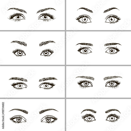 set of different types of eyes.