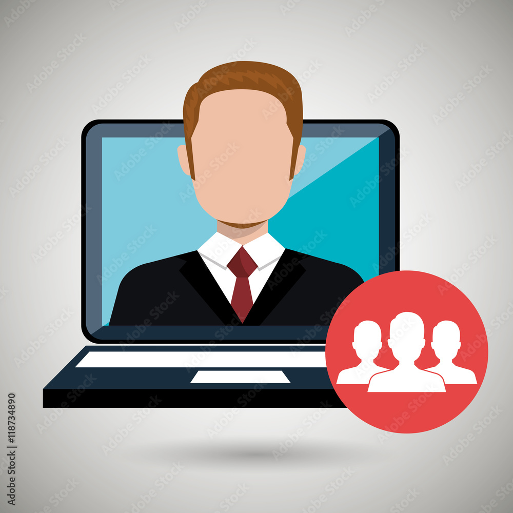 man laptop group web vector illustration design man laptop group web vector illustration design