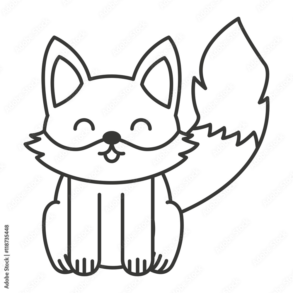 cute fox animal tender isolated icon cute fox animal tender isolated icon
