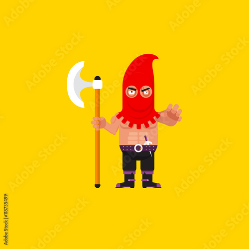 illustration a executioner character for halloween in  flat style