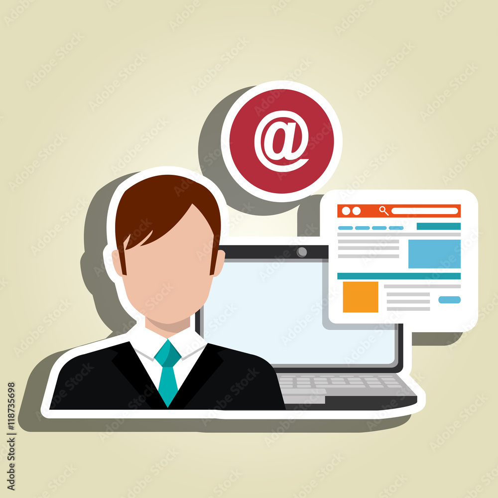 man laptop email document vector illustration design man laptop email document vector illustration design
