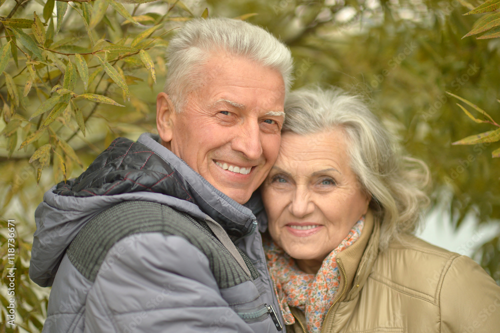 Senior couple in autumn park Senior couple in autumn park