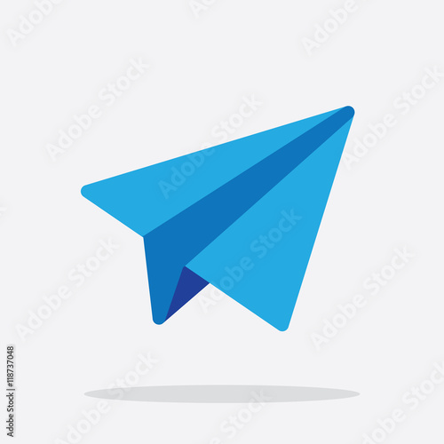 Plane Icon. Paper Blue Plane Icon in Vector