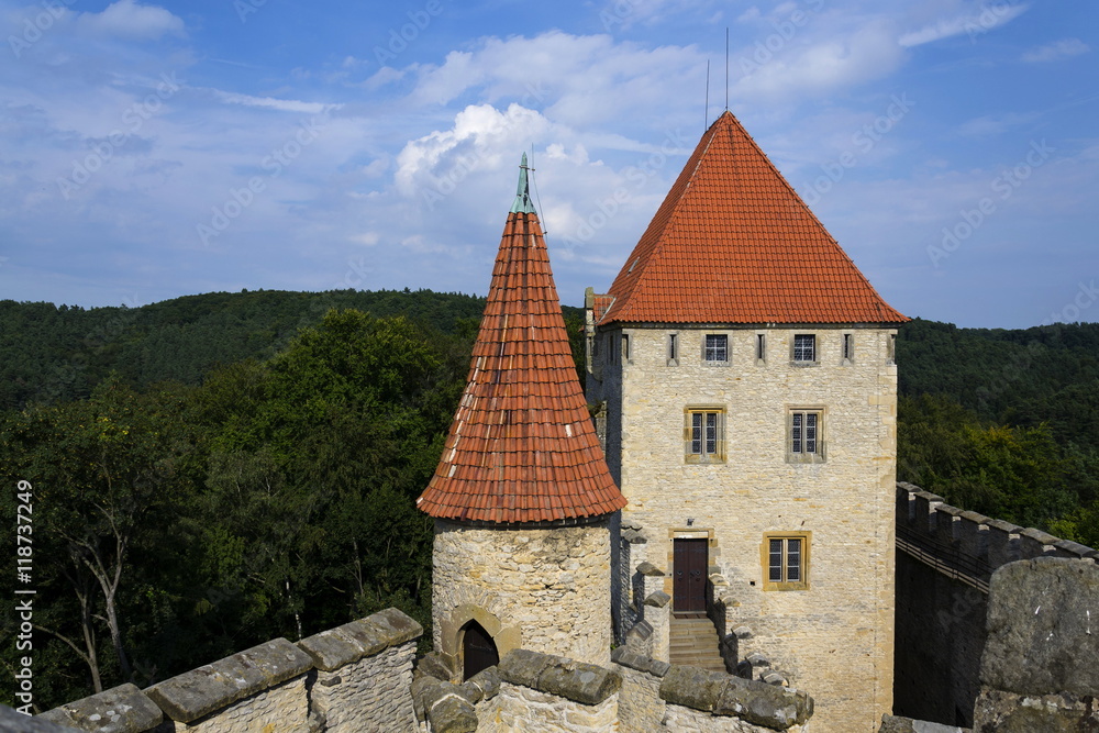 Medieval Kokorin Castle in woods of the Czech republic