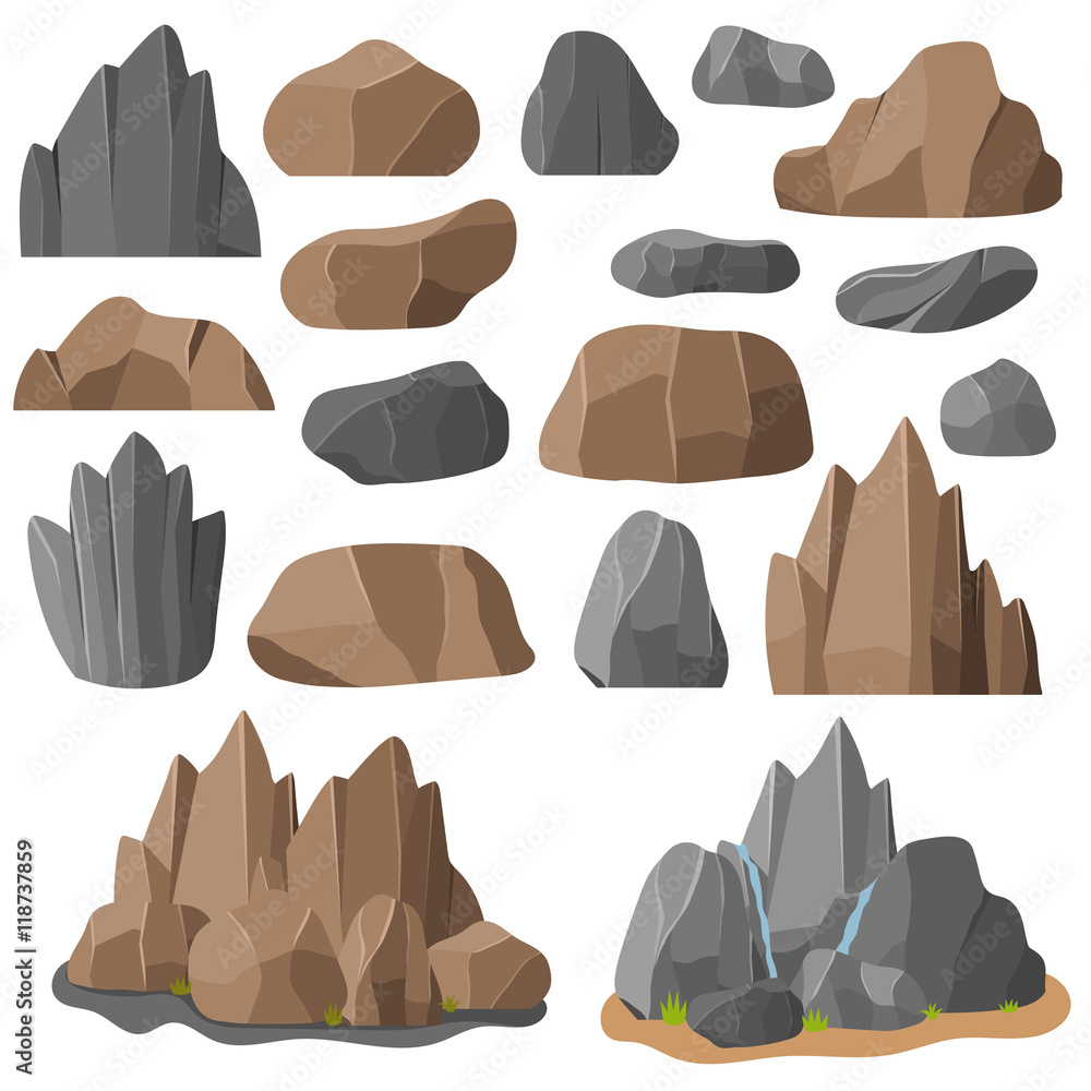 Stones rocks in cartoon style big building mineral pile. Boulder natural rocks and stones granite rough. Vector illustration rocks and stones nature boulder geology gray cartoon material. Stock Vector | Adobe Stock Stones rocks in cartoon style big building mineral pile. Boulder natural rocks and stones granite rough. Vector illustration rocks and stones nature boulder geology gray cartoon material. Stock Vector | Adobe Stock