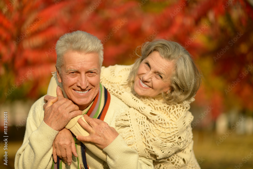 Senior couple in autumn park Senior couple in autumn park