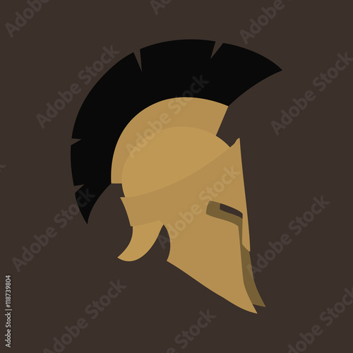 Antiques Roman or Greek Helmet Isolated , Helmet with a Crest of Feathers or Horsehair with Slits for the Eyes and Mouth, Design Element, Vector Illustration