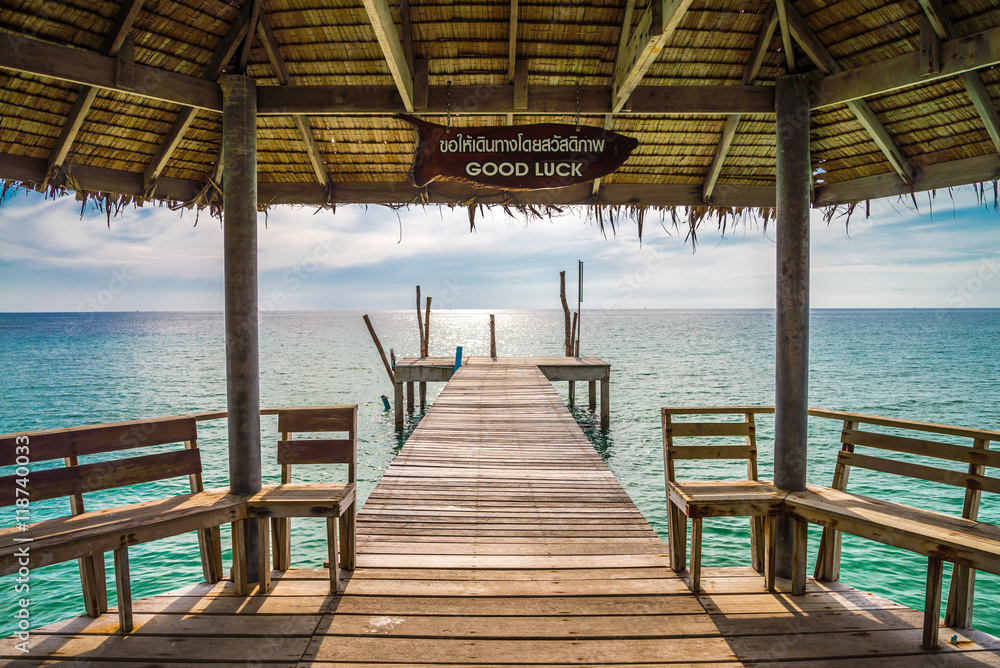 Beautiful pavilion on tropical island beach, koh Kood island Thailand - Travel summer vacation concept.