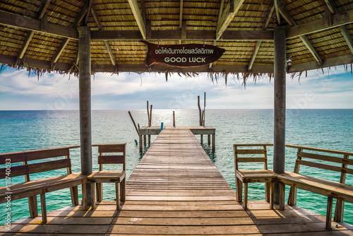 Beautiful pavilion on tropical island beach  koh Kood island Thailand - Travel summer vacation concept.