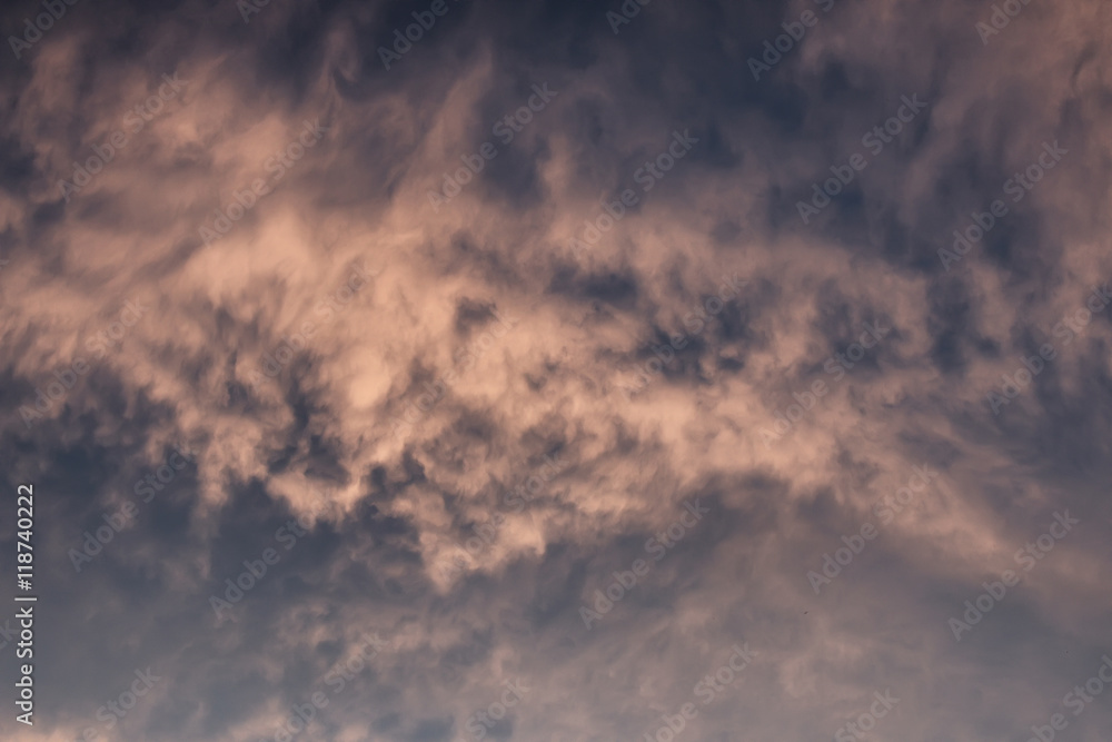 blue sky and sunset clouds
