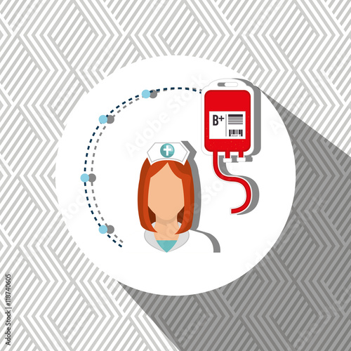 woman medical staff blood vector illustration design