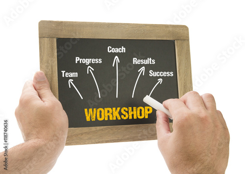 Hand writing Workshop concept on chalkboard