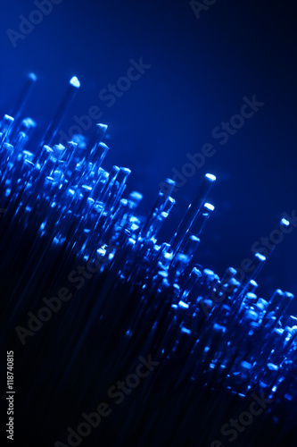 Glasfaser Lichtleiter Datenkabel Computer Technologie blau