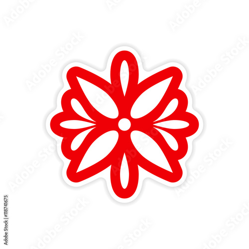 stylish paper sticker on white background Arabic flower