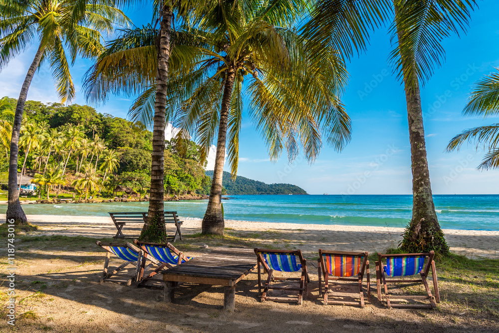 Beautiful tropical island beach - Travel summer holiday concept.
