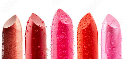 Lipsticks isolated on white background photo