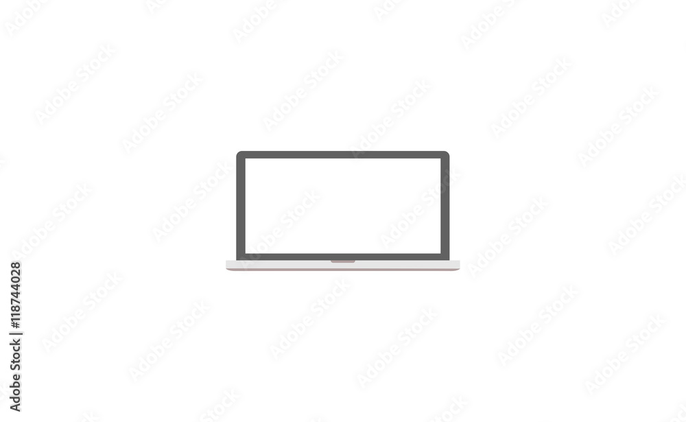 Vector laptop front view icon on white background Vector laptop front view icon on white background