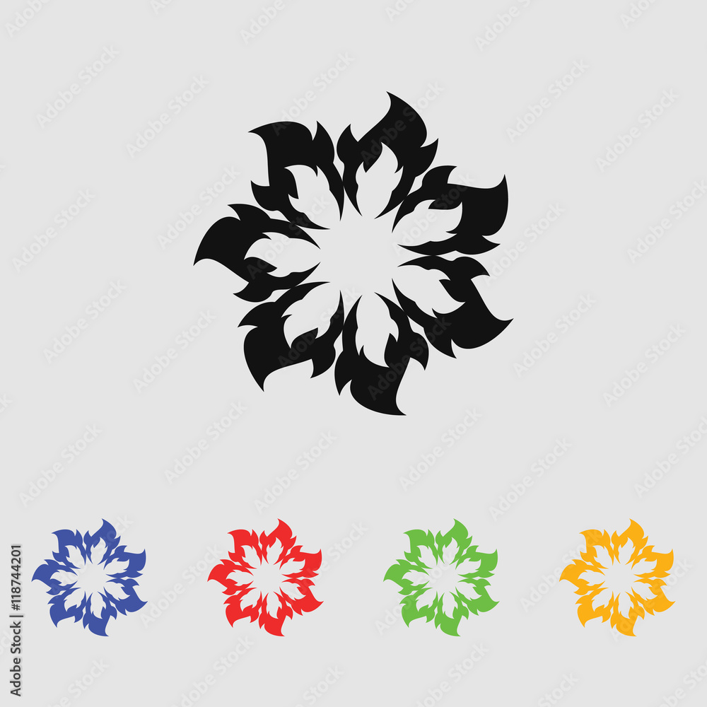 Fototapeta premium Abstract flowers. Vector black simple icon for web and mobile. Flat style.