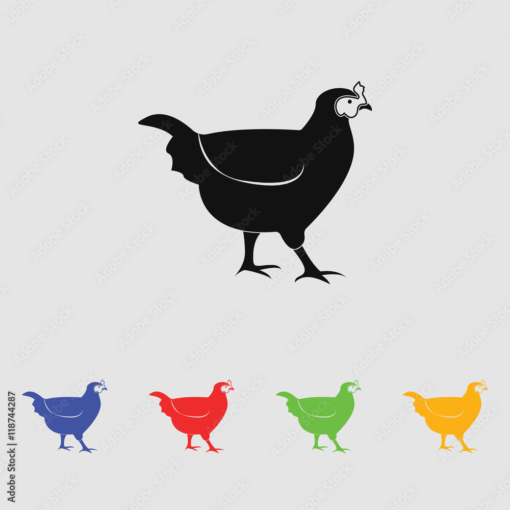 Fototapeta premium vector chicken silhouette, icon