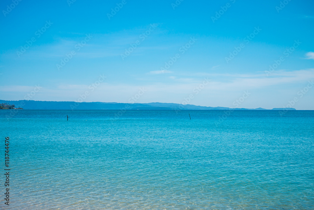 Tropical ocean with blue sky - Travel summer vacation concept.	