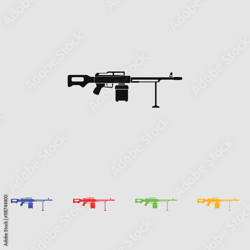 Machine Gun. Vector illustration. Black simple icon. Flat style for web and mobile.