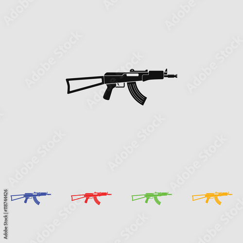 AKS-74U black simple icon. machine gun silhouette.