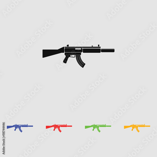 MP-5 Weapon black simple icon. Vector. Flat style for web and mobile.
