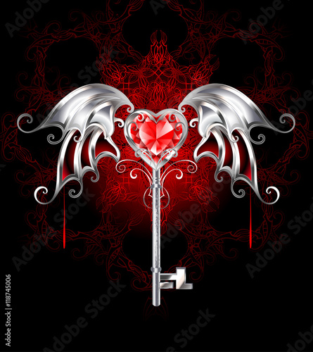 key with vampire heart