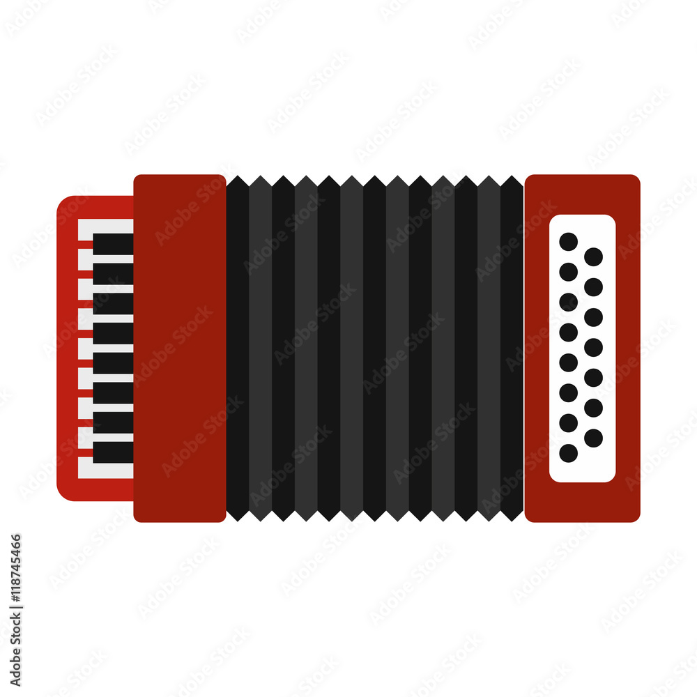 Accordion icon in flat style isolated on white background. Musical instrument symbol Accordion icon in flat style isolated on white background. Musical instrument symbol