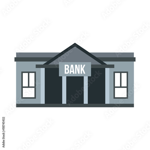 Bank icon in flat style isolated on white background. Finance and safety symbol