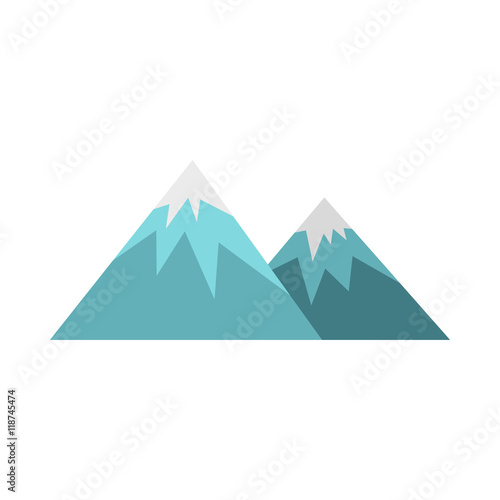 Winter mountains icon in flat style isolated on white background. Nature symbol © ylivdesign