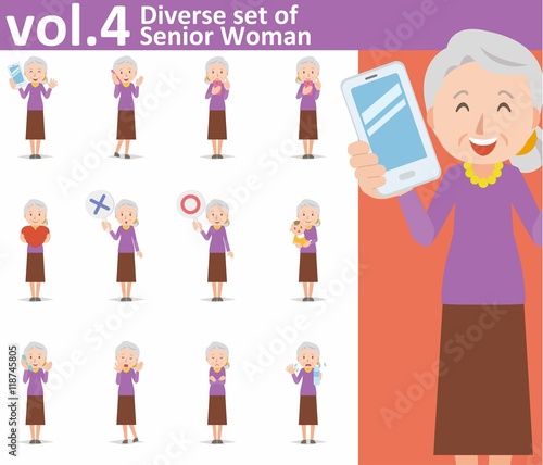Diverse set of old woman on white background , EPS10 vector format vol.4