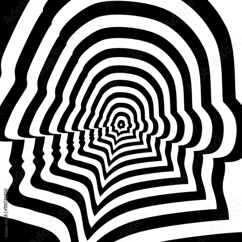 Concentric abstract symbol, George Washington profile - optical, visual illusion.