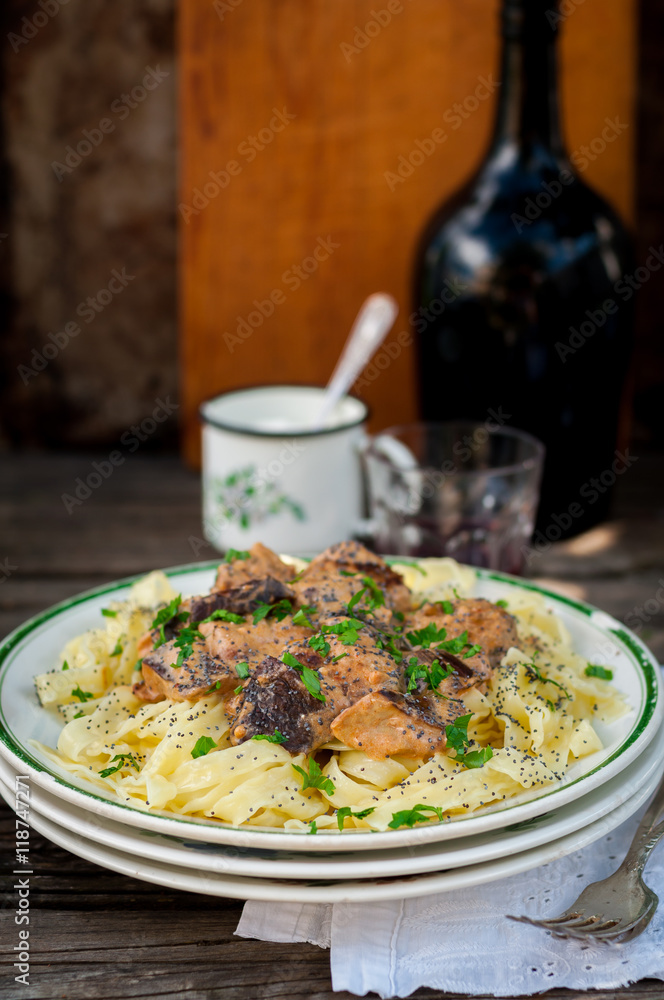 Pasta with Beef Meatballs and Wild Mushrooms