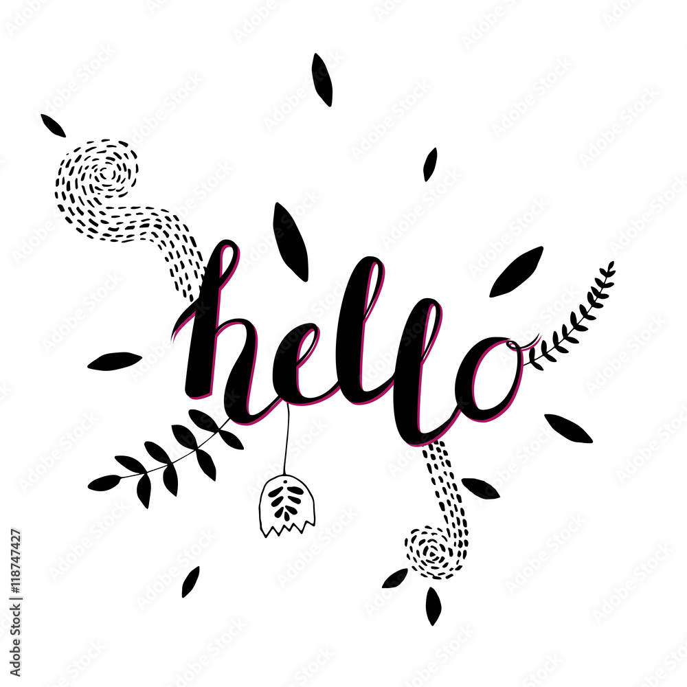 Obraz premium hello vector lettering